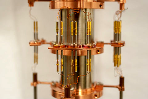 Electrical connection stage on a Joule-Thompson cryostat inset.