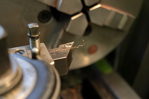 Artistic view on a turning lathe.
